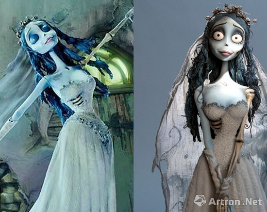 《僵尸新娘》中女主角的不同姿态